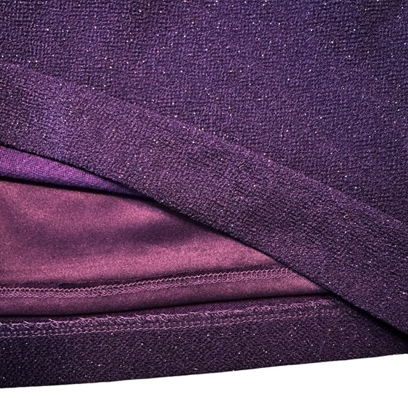 NWT Eliza J Long Sleeve Ruched Sheath Dress in Plum Glitter Size 6 - Picture 9 of 13